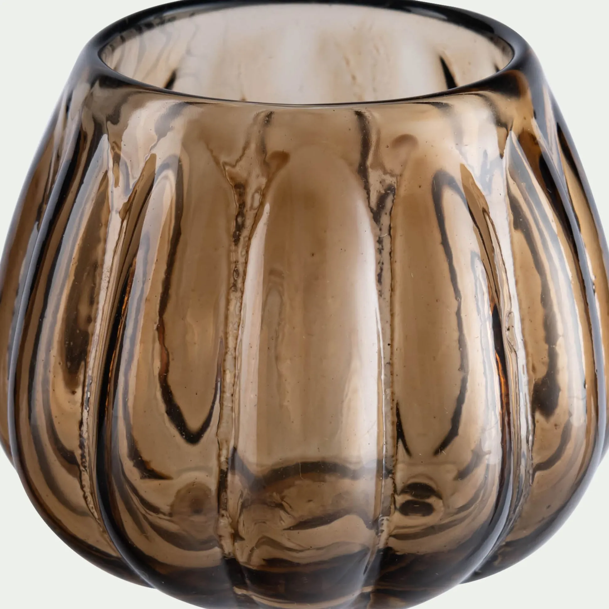 Photophore en verre D9cm - brun ombre