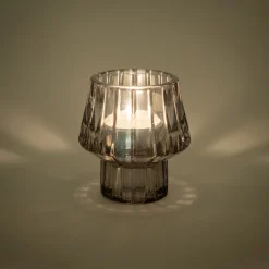 Photophore en verre H10cm - gris
