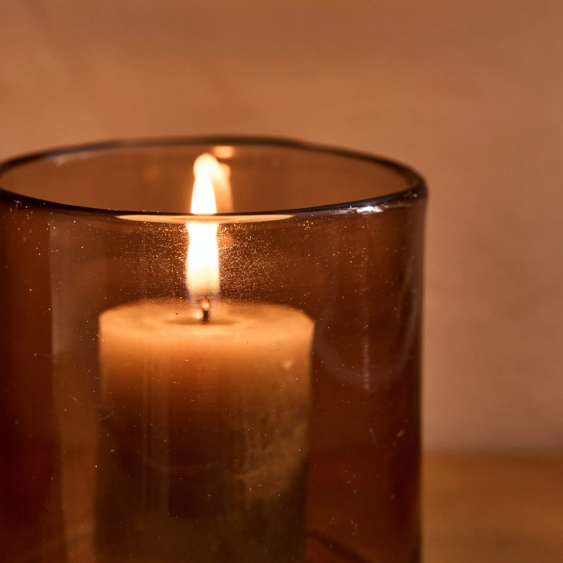 Photophore en verre teinté D8cm - brun rustrel