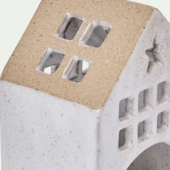 Photophore maisonnette de Noël en dolomite H11cm - gris