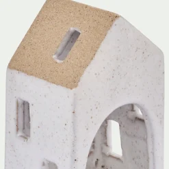 Photophore maisonnette de Noël en dolomite H10,6cm - gris