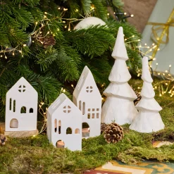 Photophore maisonnette en aluminium H13cm - blanc