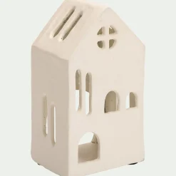 Photophore maisonnette en aluminium H13cm - blanc