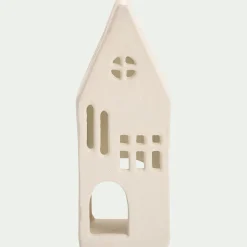 Photophore maisonnette en aluminium H17,3cm - blanc