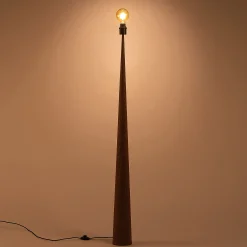 Pied de lampadaire en métal effet bois H157cm - bois foncé