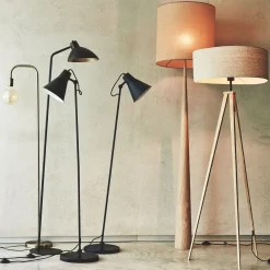 Pied de lampadaire en métal effet bois - naturel H134,50cm