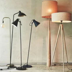 Pied de lampadaire en métal effet bois - naturel H134,50cm