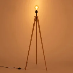 Pied de lampadaire en métal effet bois - naturel H134,50cm