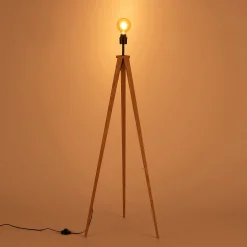 Pied de lampadaire en métal effet bois - naturel H134,50cm