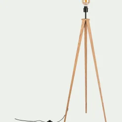 Pied de lampadaire en métal effet bois - naturel H134,50cm