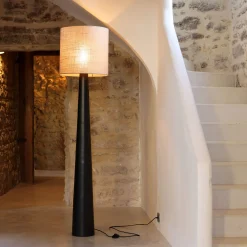Pied de lampadaire électrifié en aluminium H162cm - noir