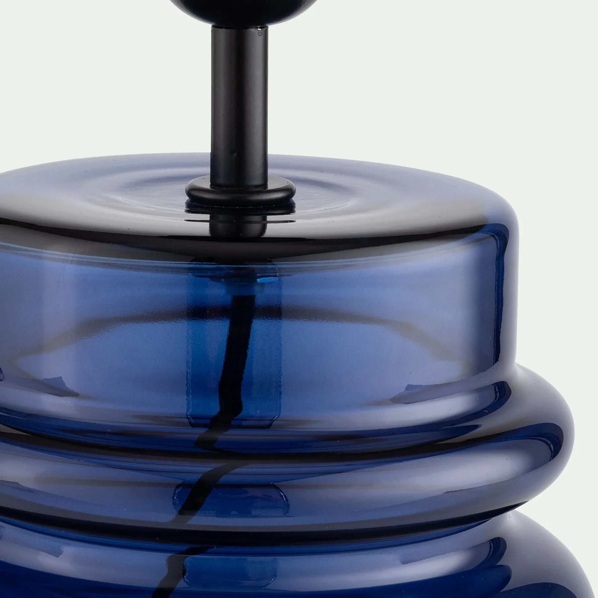 Pied de lampe électrifié en verre H35,5cm - bleu
