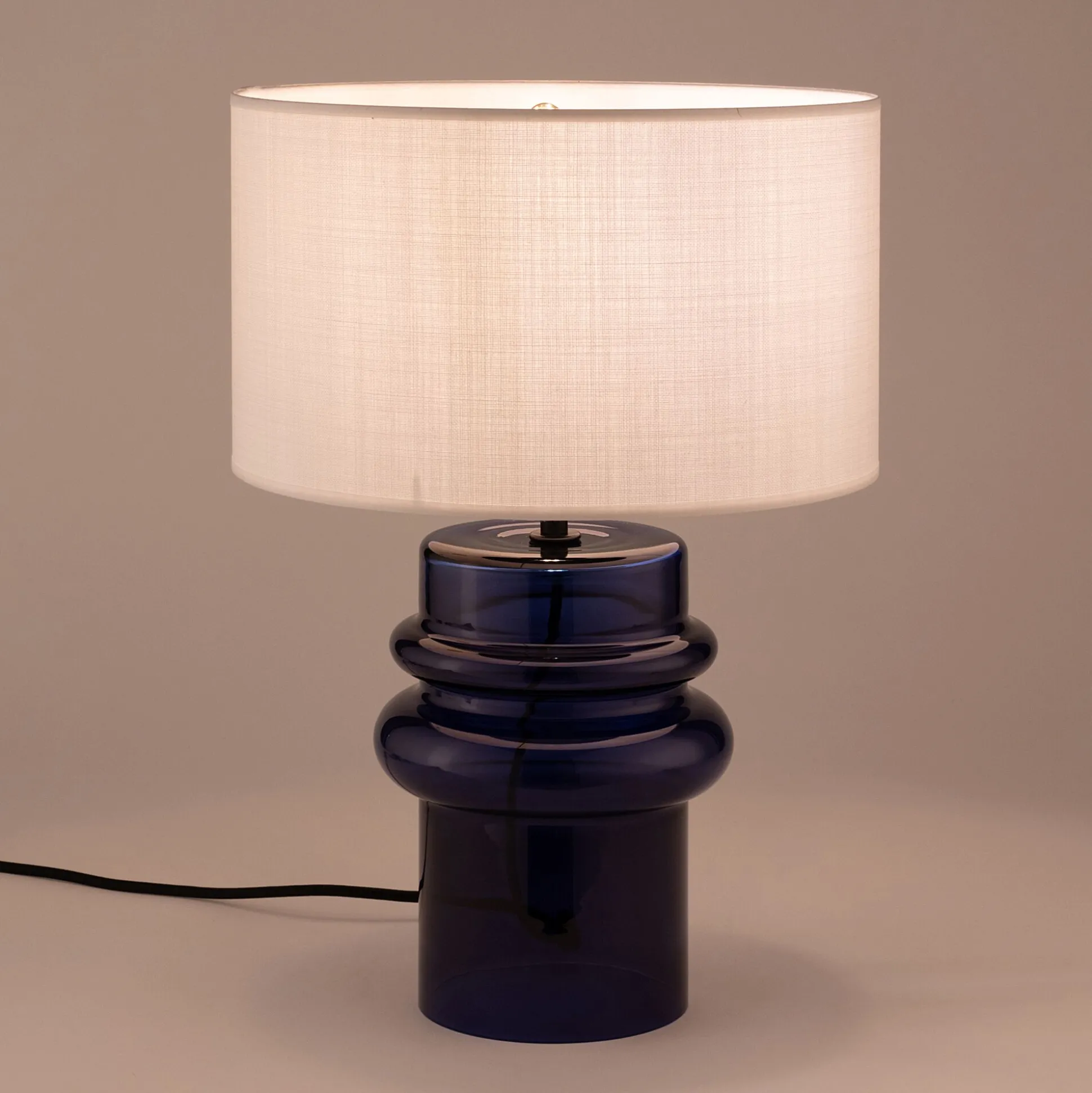 Pied de lampe électrifié en verre H35,5cm - bleu