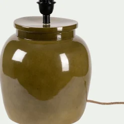 Pied de lampe électrifié en grès D28cm - vert