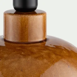Pied de lampe électrifié en grès D26cm - jaune argan