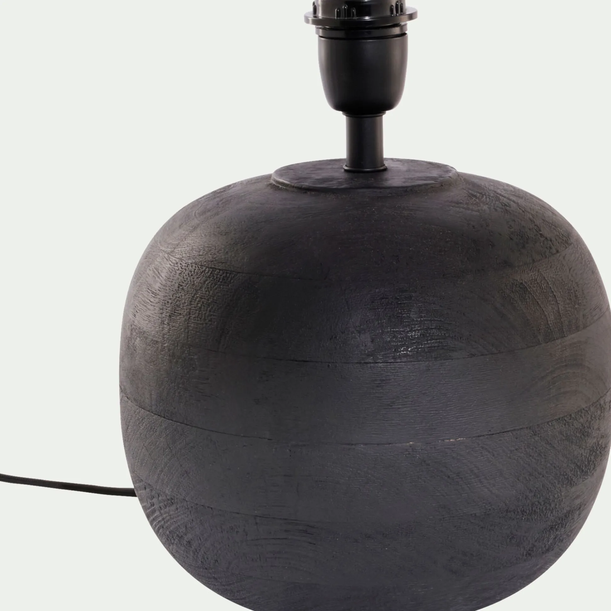 Pied de lampe électrifié en bois de manguier H30cm - noir