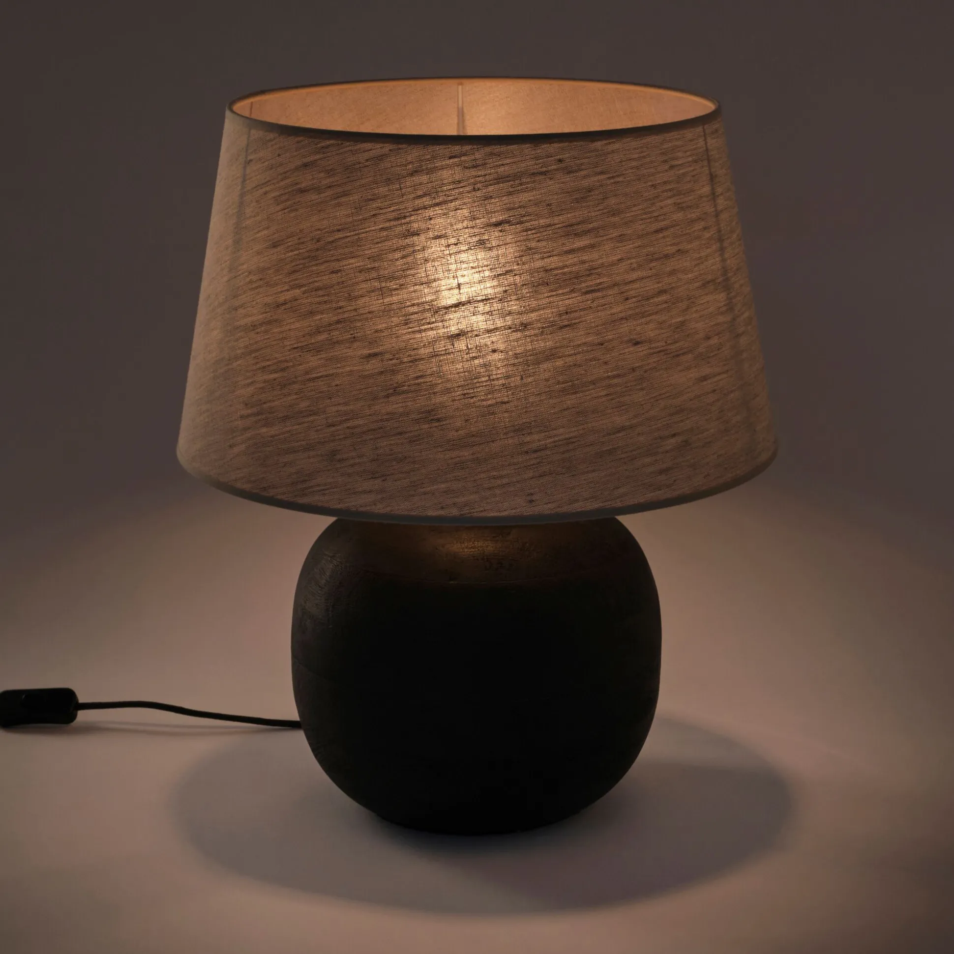 Pied de lampe électrifié en bois de manguier H30cm - noir