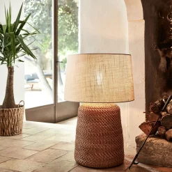 Pied de lampe électrifié en rotin H57cm - naturel
