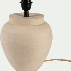Pied de lampe électrifié en grès D24cm - beige