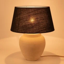 Pied de lampe électrifié en grès D24cm - beige