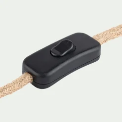 Pied de lampe électrifié en grès D13cm - blanc