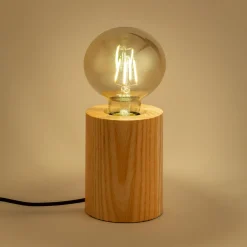 Pied de lampe électrifié en bois de chêne - bois clair H12,5cm