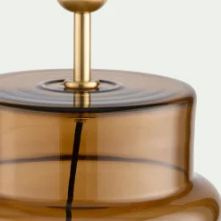 Pied de lampe électrifié en verre H52cm - marron ambré