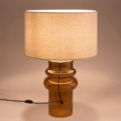 Pied de lampe électrifié en verre H52cm - marron ambré