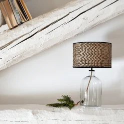 Pied de lampe électrifié en verre H37cm - transparent