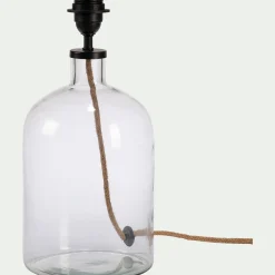 Pied de lampe électrifié en verre H37cm - transparent