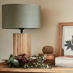 Pied de lampe électrifié en chêne H34,5cm - naturel