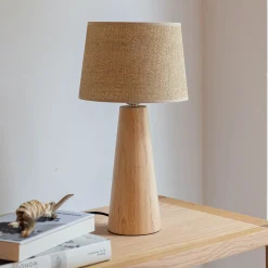 Pied de lampe électrifiée en bois d'hévéa H29cm - naturel