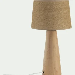 Pied de lampe électrifiée en bois d'hévéa H29cm - naturel