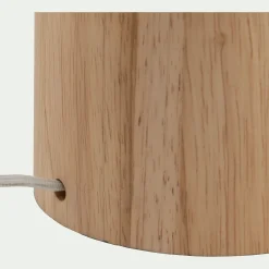 Pied de lampe électrifiée en bois d'hévéa D14cm - naturel
