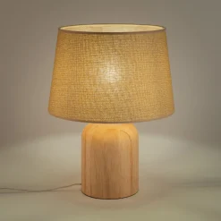 Pied de lampe électrifiée en bois d'hévéa D14cm - naturel