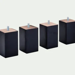 Pieds de sommier noirs H12 cm - jeu de 4