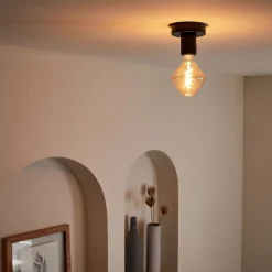 Plafonnier électrifié en métal D10cm - noir