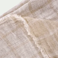 Plaid à carreaux en lin lavé 130x170cm - beige