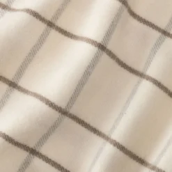 Plaid en coton et laine motif tartan finition franges 180x230cm - blanc écru