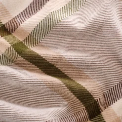 Plaid en laine et coton à carreaux finition franges 170x127cm - marron