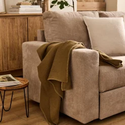 Plaid en triple gaze de coton finition point de cheval 130x170cm - vert