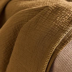 Plaid en triple gaze de coton finition point de cheval 130x170cm - vert