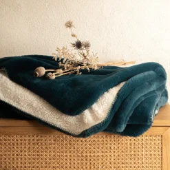 Plaid imitation fourrure 130x170cm - bleu figuerolles