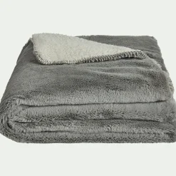 Plaid imitation fourrure 130x170cm - gris restanque