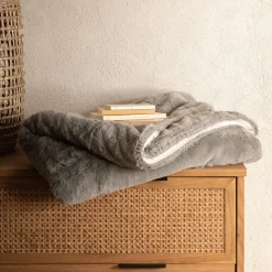 Plaid imitation fourrure 130x170cm - gris restanque