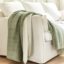 Plaid imitation fourrure 130x170cm - vert olivier