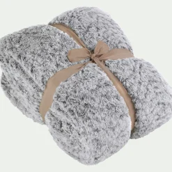 Plaid réversible effet fourrure - gris 130x170cm