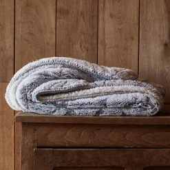 Plaid réversible effet fourrure - gris 130x170cm