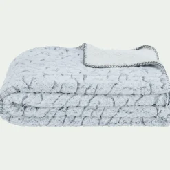 Plaid réversible effet fourrure - gris 130x170cm
