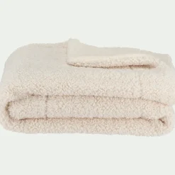 Plaid synthétique effet moutonné - blanc 130x170cm